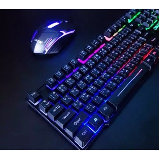 🚀 Oker Keyboard + Mouse KM-6120 คีบอร์ด ไฟทะลุตัวอักษร ชุด เม้าส์ + คีย์บอร์ด