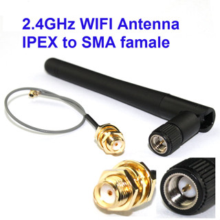 2.4GHz WIFI antenna adapter , Antenna SMA Male+ cable(15cm) IPEX to SMA Female