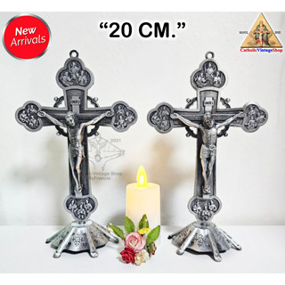 ไม้กางเขนโลหะ อัครสาวก ตั้งโต๊ะ แขวนได้ Catholic Cross Statue Figurine religion