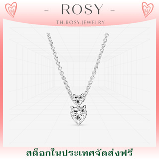 [ส่งจากกรุงเทพ]PAN Double Heart Pendant Sparkling Collier Necklace-100 % รับประกันของแท้- กล่องบรรจุภัณฑ์เดิมที่สมบูรณ์แ