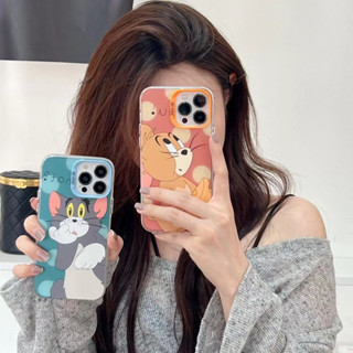 💕พร้อมส่ง💕iPhone 14 13 12 11 Pro Max เคส for เคสไอโฟน11 น่ารัก บางเบาพกพาง่าย การ์ตูน แมวและเมาส์ เรียบง่าย แฟชั่น Case