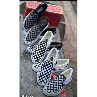 &lt;VANS &gt;รองเท้าผ้าใบสวม แวน รองเท้าแวนตาราง แวนสวม พร้มกล่อง