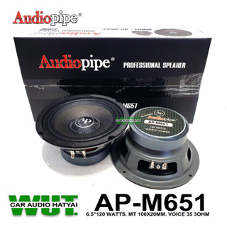 Audiopipe ดอกลำโพงเสียงกลาง/มิดโล ขนาด 6.5 นิ้ว กำลังขับ 120Watts./วัตต์ 3 Ohm/โอมห์ หน้าเฟสปลั๊ก Audiopipe รุ่น AP-M651