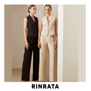 RINRATA - Rowan Pants กางเกง ขายาว ทรงตรง ทรงปล่อย ผ้า ลายเส้น กางเกงมีจีบ