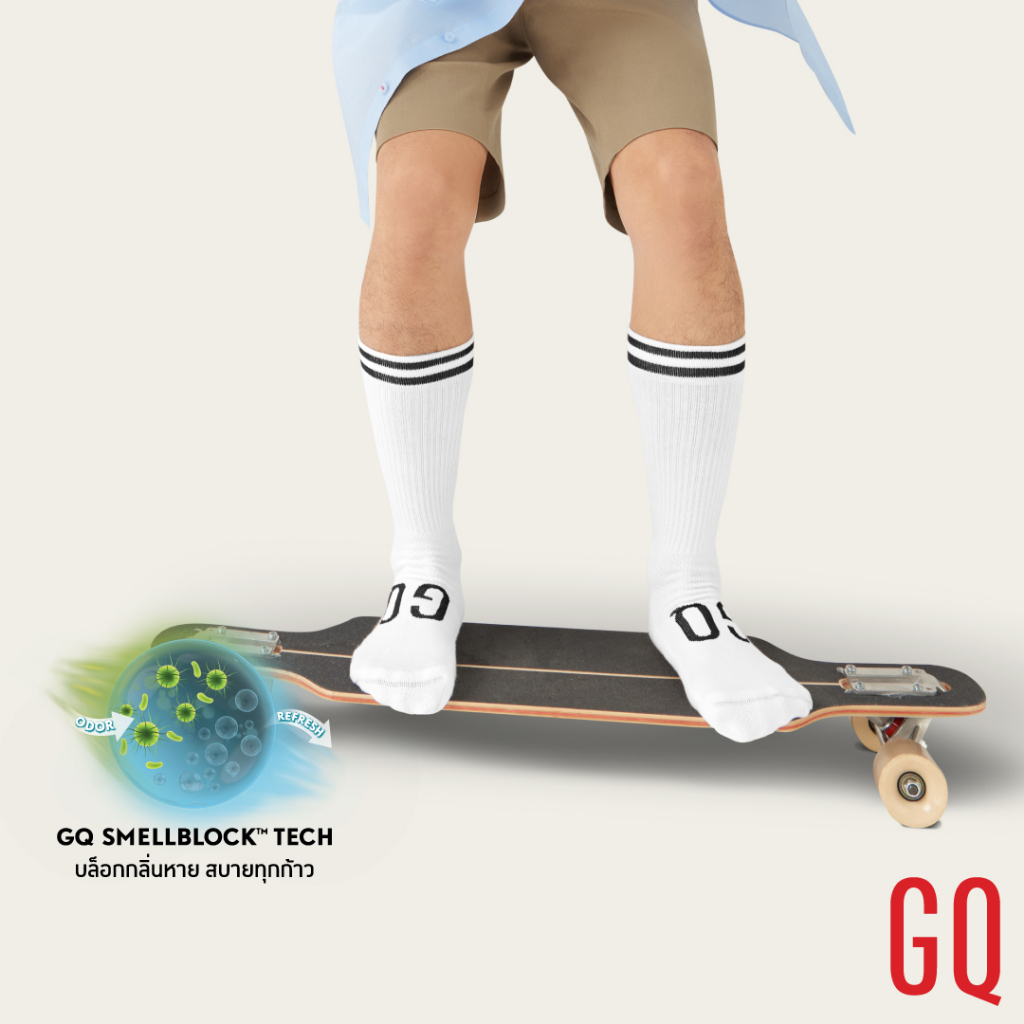GQ SMELLBLOCK™ Sock Every Day Crew Collection ถุงเท้าบล็อกกลิ่น ลดกลิ่นเท้าเหม็น