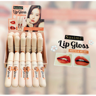 Sasimi Lip gioss Matte &amp; Velvet  S-91011 ลิปกลอส ลิป เนื้อแมทต์กึ่งลิปกลอส ลุดใหนก็รอด สีสวย ติดทน มี 6 เฉดสี ขนาด 8 ml