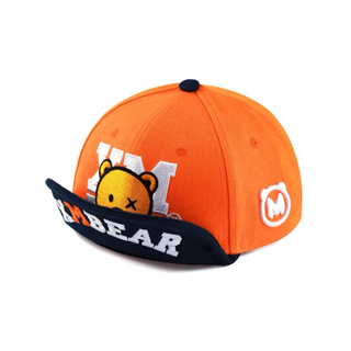 MMLABCREW หมวก Cap ปีกหน้ายกได้ ลาย XMBEAR มีสีส้มและสีน้ำเงิน