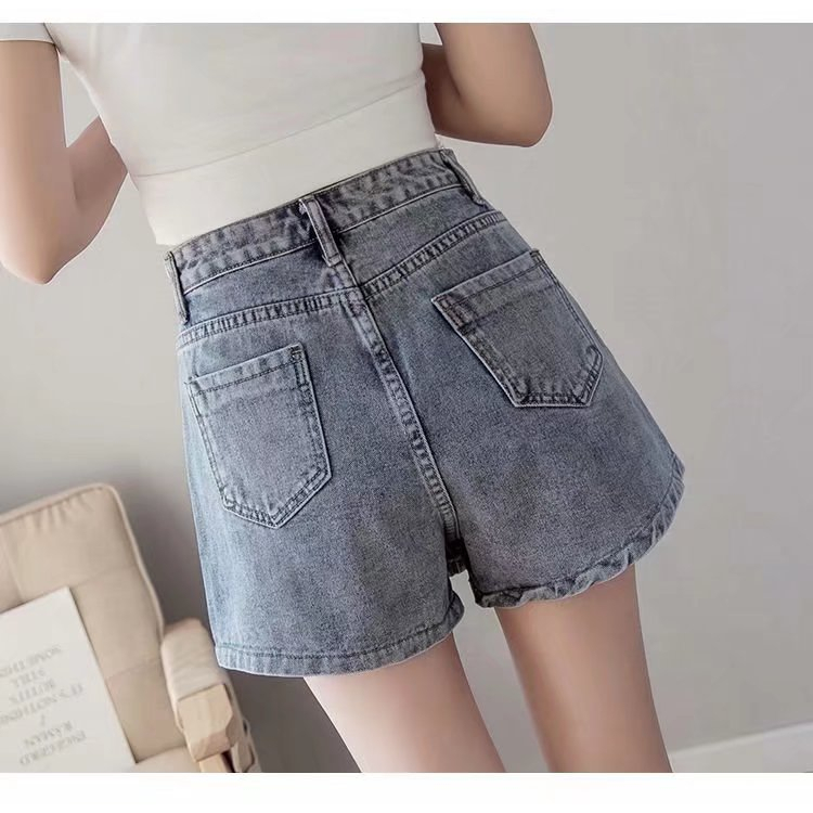 503 กระโปรงกางเกงยีนส์สั้น เอวสูง ไซร้S-3XL  สไตล์เกาหลี ขนาดใหญ่ - รูปที่ 4