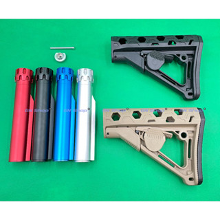 [จัดชุด]ท้าย CTR ฉลุ สีดำ / สีทราย พร้อมแกน ท้าย ตระกูล M4 ประกอบง่าย มีปสลักปรับสไลด์ เลื่อน ยืด -หด(ดำ แดง น้ำเงิน บร