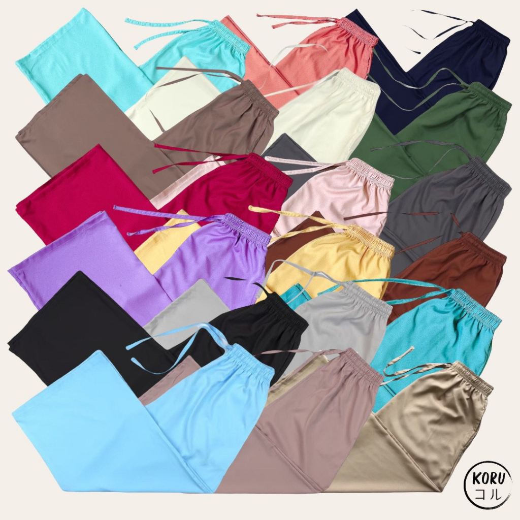 KORU กางเกงขายาวทรงหลวม สีพื้น