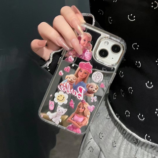 🌈Langton🌸Barbie doll case for iphone 11 14 12 13 pro max กระจกเงา เส้นขอบโปร่งใส น่ารัก การ์ตูน