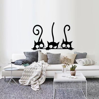 O•urHome [พร้อมส่ง] สติกเกอร์ติดผนัง wall sticker ห้องนั่งเล่น ห้องนอน ร้านคาเฟ่ ห้องเด็ก สติ๊กเกอร์ตกแต่งลูกแมว