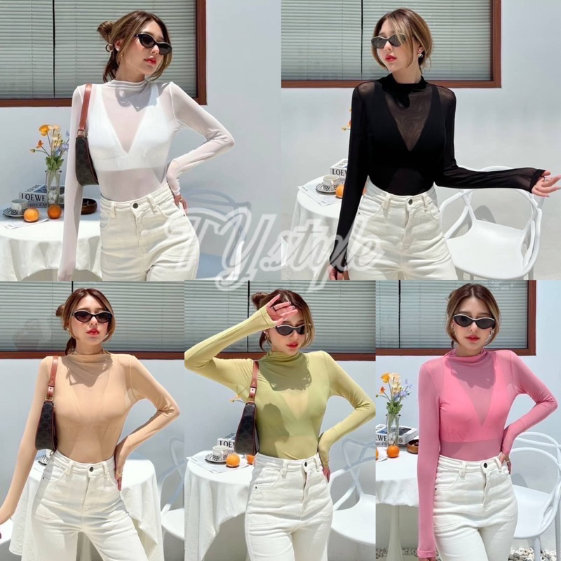 ✔️พร้อมส่ง✔️เสื้อบอดี้สูทซีทรูแขนยาว + บรา ผ้านิ่มยืดหยุ่น สวยหรูดูแพง #Intuon รุ่น Sealook