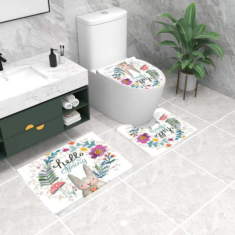 พรม ชุดพรมห้องน้ำ3ชิ้นต่อชุด พรมกันลื่น พรมเช็ดเท้า พรมปูชักโครก  พรมใช้ในห้องน้ำกันลื่นได้ซับน้ำได้ซักได้ พร้อมส่ง - รูปที่ 7