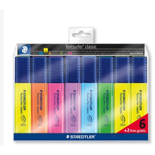 ปากกาเน้นข้อความ Staedtler รุ่น 364 นีออน ชุด 6+2