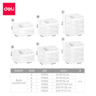 Deli ชั้นวางเครื่องสำอาง ลิ้นชักใส่ของเอนกประสงค์ 1 2 3 ชั้น ชั้นวางของ โปร่งใส Cosmetic drawer rack