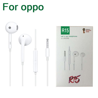 หูฟัง oppo r15 3.5mm MH135 ไมโครโฟนในตัว ช่องทางซ้ายและขวา คุณภาพเสียง ของแท้  รับประกัน 1 ปี AAA