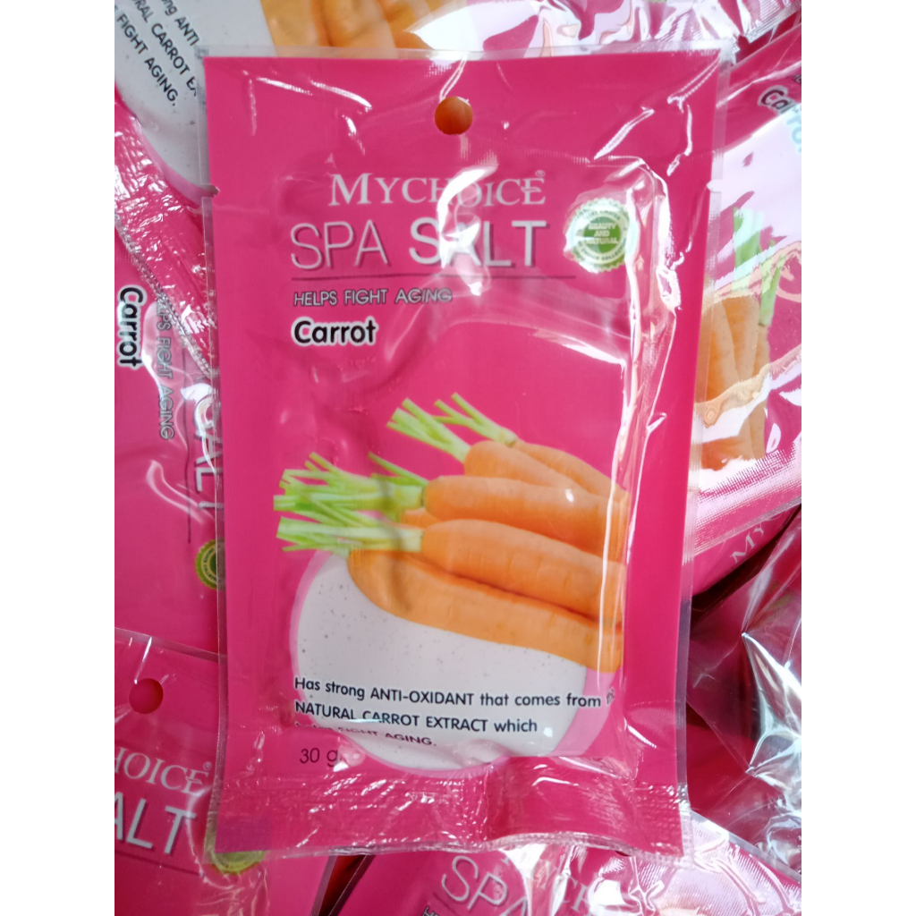 (3ชิ้น) Mychoice Spa Salt Carrot เกลือขัดผิวสมุนไพรสูตรแครอทขนาด 30 กรัม