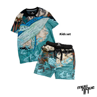 MUUNIQUE JP. Set Kids เสื้อยืดและกางเกง เด็ก รุ่น  New Blue Whale