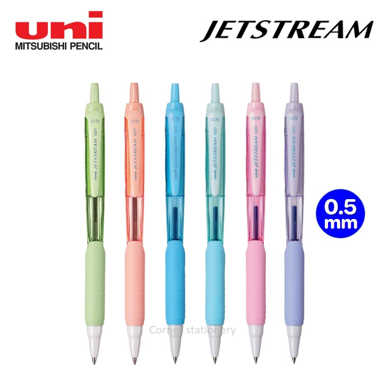 ปากกาลูกลื่น jetstream ตรา uni รุ่น 101 หมึกน้ำเงิน 0.5 มม.เจ็ทสตรีม จำนวน 1 ด้าม ball point pen