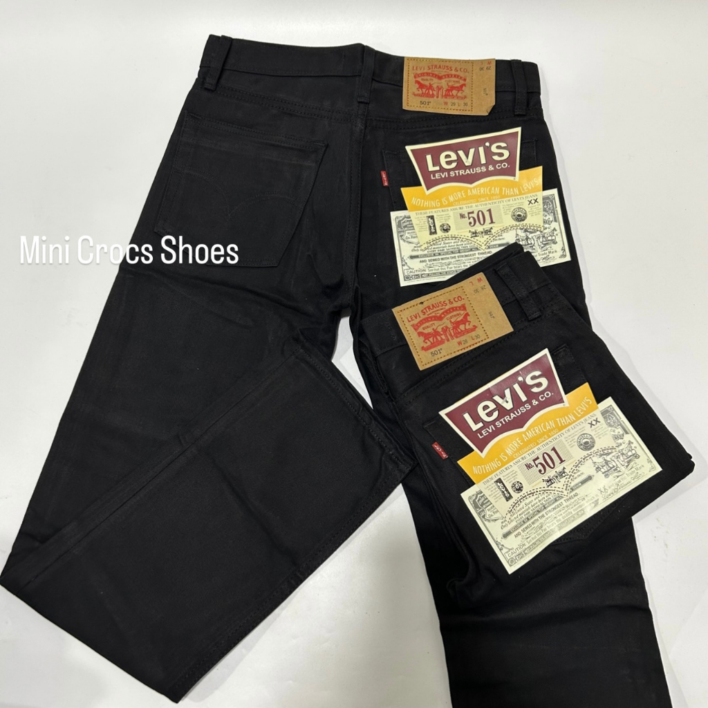 กางเกงยีน Levi’s 501 Big E ซุปเปอร์แบลค ทรงกระบอก กระดุม มีไซส์28–42