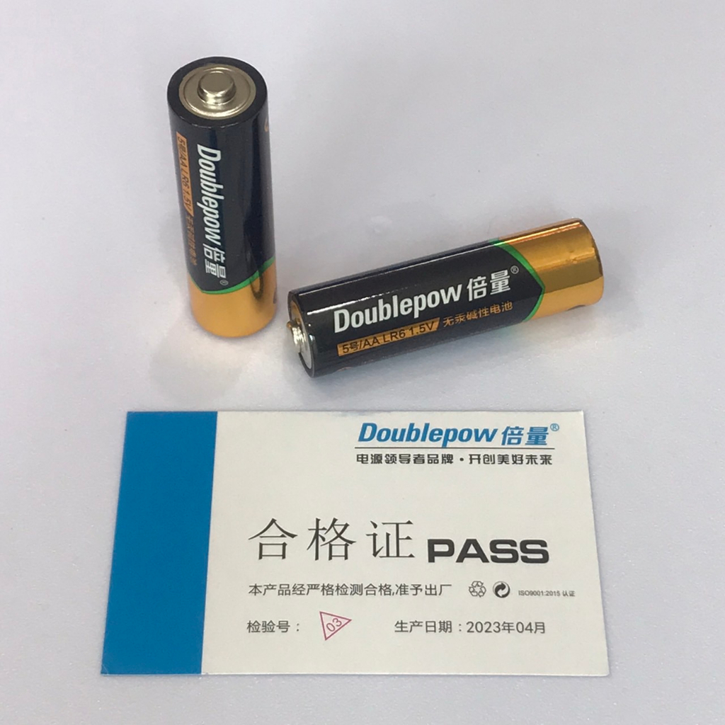 ถ่าน อัลคาไลน์ AA 1.5V (เกรดA ดำคาดทอง) แบรนด์ DOUBLEPOW ได้รับมาตรฐานจีน
