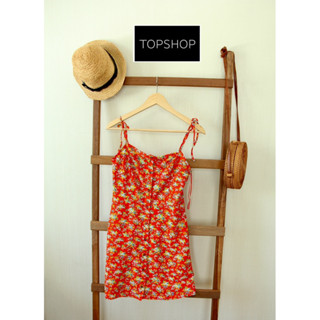 TOPSHOP x cotton dress สายเดี่ยวสีแดงน่ารักมาก ใหม่กริบ อกสม้อค 33-36 เอว 28  สะโพก 36 ยาว 32 สายปรับผูกได้ค่ะ