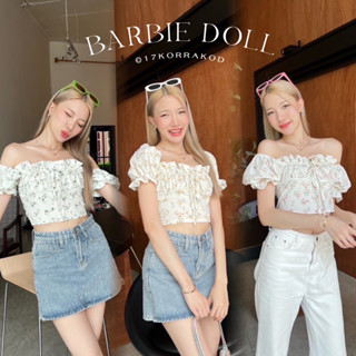 🌻เสื้อครอปแขนตุ๊กตาผูกโบว์สม๊อคหลัง BARBIE DOLL (Cookies bear)