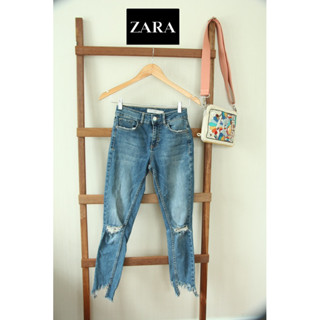 ZARA x denim x EUR 34 skinny ทรงสวย ผ้ายืด เอว 24-26 สะโพก 28 เป้า 9 ยาว 33  Code : 751(6)