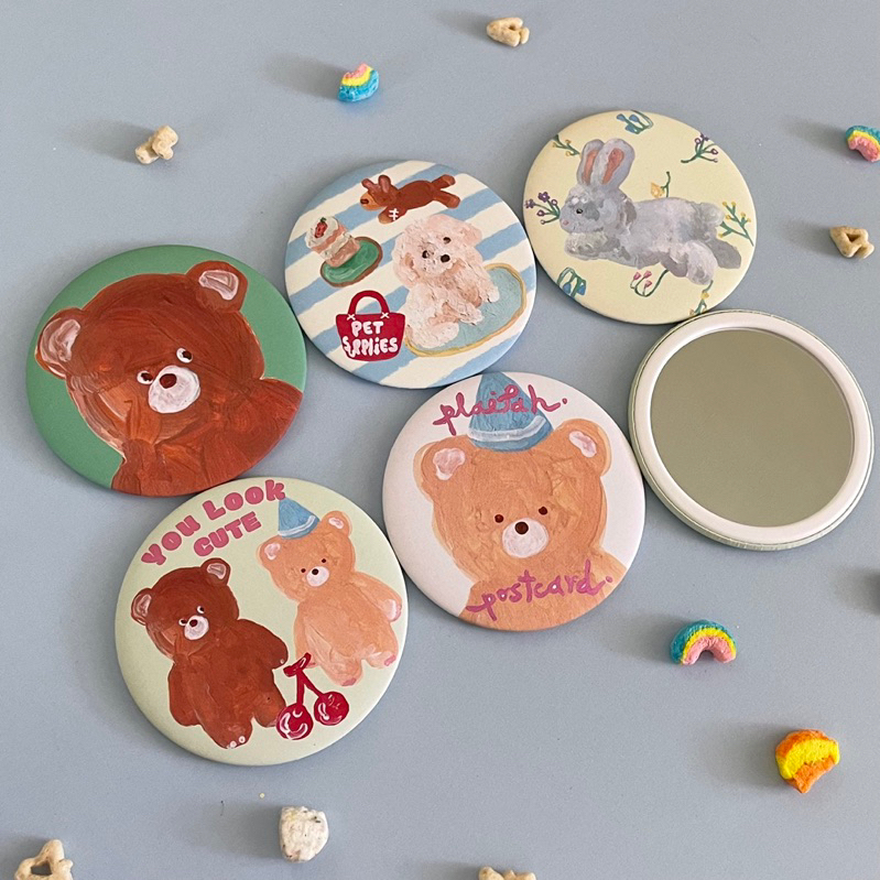 𝒩𝑒𝓌 Pocket Mirror🪞🎀กระจกพกพา มี5ลายให้เลือก น่ารักทุกลาย🤓 l plaifah.postcard