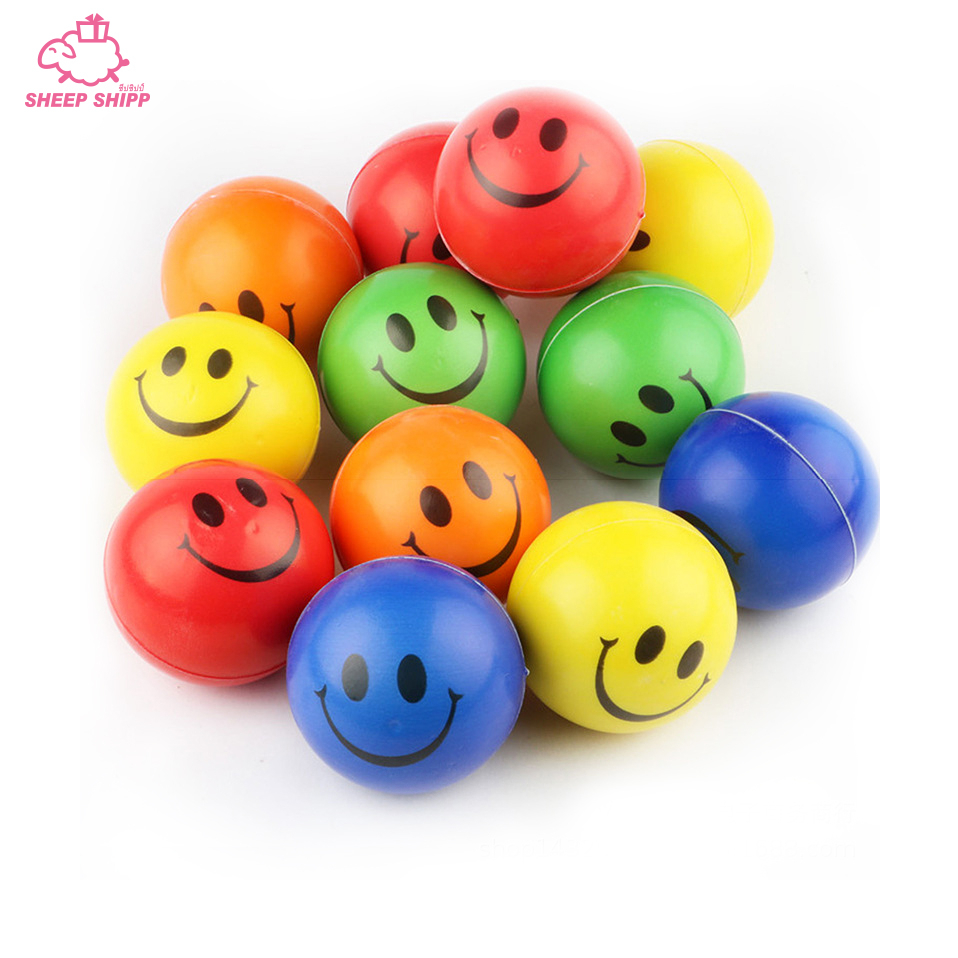 ลูกบอลบีบหน้ายิ้ม Smiley เส้นผ่านศูนย์กลาง 7.5 cm ยางบีบบริหารมือ คลายเครียด กายภาพบำบัด ลูกบอลทำกิจกรรม สกุชชี่ Squishy