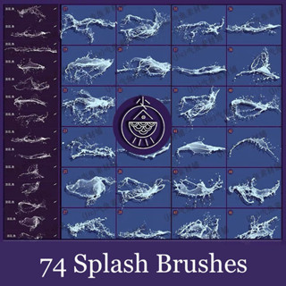 [Procreate Brush] 74 Splash Brushes-บรัชน้ำ