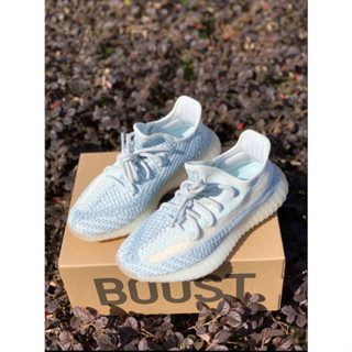 adidas originals yeez boost 350 v2 cloud white Ice blue style Running shoes Authentic 100% Sports shoes