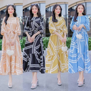 new collection tunnel dress  แพทเทริ์นใหม่ล่าสุด ของเรา งานแขนยาว 3 ส่วนแต่งระบายช่วงไหล่ กระโปรงทรงเอ สวยๆ แต่งชายระบาย