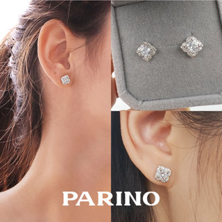 Zora Earrings ต่างหูเพชร CZ เหมาะสำหรับผิวแพ้ง่าย (ฟรีกล่องต่างหู) ต่างหูแป้น ตัวเรือนเงิน