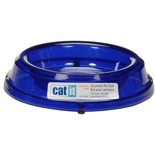 [puntongpetshop] ชามใส่อาหารแมว Catit Gourmet Overweight Dish Blue เกรด Premium 11.5สูงx3ซม.xฐานชาม18ซม.