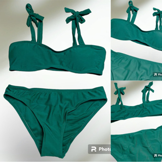 ชุดว่ายน้ำ บิกินี่สีเขียว สายผูก น่ารักมาก ไซส์S พร้อมส่ง‼️
