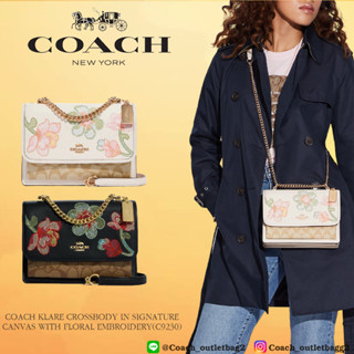 COACH KLARE CROSSBODY IN SIGNATURE CANVAS WITH FLORAL EMBROIDERY (C9230)