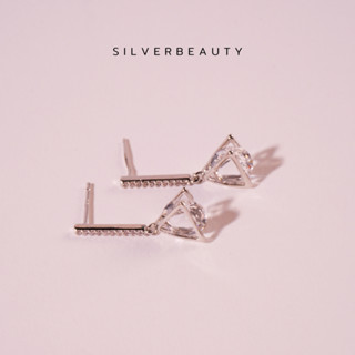 โค้ด SILV45 ลด45.-  Silver beautyต่างหูสามเหลี่ยมพลอยขาวE04207