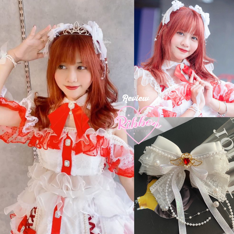 โบว์ติดผม ติดเเท่งไฟ ติดไมค์ โทนสีที่1 งานHandmadeของร้านRibbon Style Idol💗เลือกสีเลือกจี้ได้ค้ะ