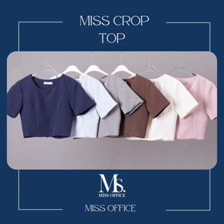 Miss Office (Best Seller) เสื้อครอปคอกลม มีแขน (MT-003)