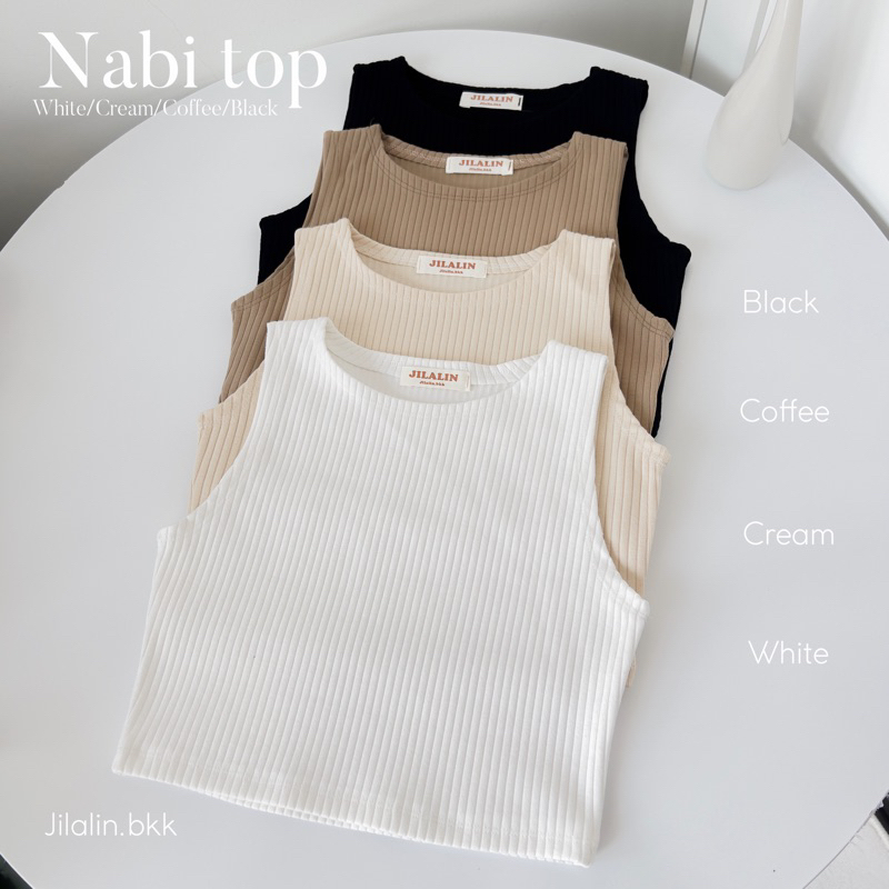 Jilalin.bkk Nabi top เสื้อครอปผ้าร่องใหญ่ เสื้อสีพื้น เสื้อกล้าม
