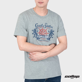 GALLOP : เสื้อยืดผ้าคอตตอนพิมพ์ลาย Graphic Tee รุ่น GT9149 สี Grey-top-dry - เทา / ราคาปกติ 790.-