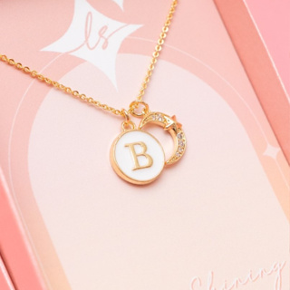 LELISA - Luna Necklace - สร้อยพระจันทร์เสี้ยว พร้อมจี้ตัวอักษร - ชุบทอง 18K