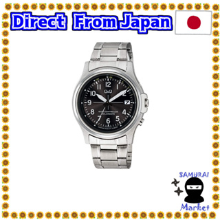 【Direct From Japan】 [Citizen Q &amp; Q] Watch Analog Radio Solar Waterproof Date Display Metal Band Black Dial HG18-225 Mens Silver