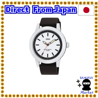 【Direct From Japan】 [Citizen Q &amp; Q] Watch Analog Bic Face Waterproof Urethane Belt White Dial VS56-003 Mens Black