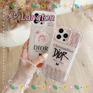 🌈Langton🌸ดอกกุหลาบ ลวดลาย ผีเสื้อ iphone 11 14 pro max โปร่งแสง สาวน่ารักหัวใจ case for iPhone 12 13