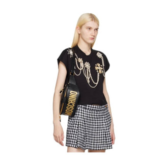 Moschino CALFSKIN BELT BAG WITH LOGO Gold