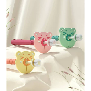 แปรงสีฟันเด็ก หัวทรงกลม 360 องศา ขนแปรงนุ่มพิเศษ มาพร้อมแผ่นป้องกัน เหมาะสำหรับเด็ก 0-6 ขวบ