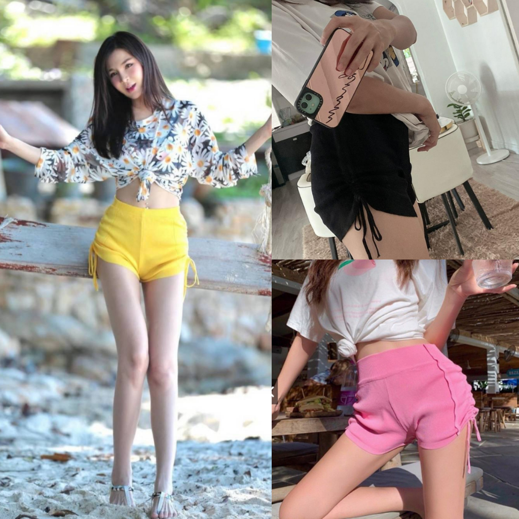 SpinnyHouse กางเกงขาสั้น รูดข้าง เนื้อผ้าร่อง KOREA กางเกงขาสั้น โคเรียสุโค่ยๆๆๆ กางเกงโกโกวา P501B